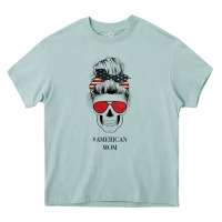 Arona Glitter American Flag Patterned American Mom Skull Heavy Core Tee - Bettercallsaul