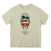 Mossy Glitter American Flag Patterned American Mom Skull Heavy Core Tee - Bettercallsaul