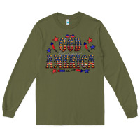 Army Green 4 july god bless america western Long Sleeve Tee - CowCowDesign