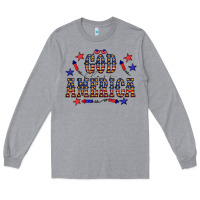 Heather Grey 4 july god bless america western Long Sleeve Tee - CowCowDesign