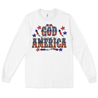 White 4 july god bless america western Long Sleeve Tee - CowCowDesign