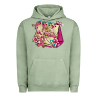 Pigment Oil Green pink cancer ribbon and october calendar Urban Hoodie - AdoDesignShop