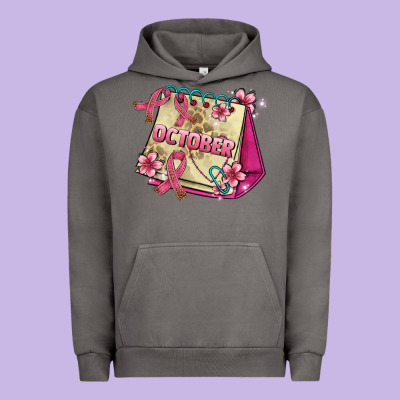 Pink Cancer Ribbon And October Calendar Urban Hoodie Designed By Adodesignshop