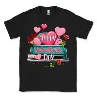 Black Happy Valentine's day turquoise truck Classic Tee - HowdyJamesFarm
