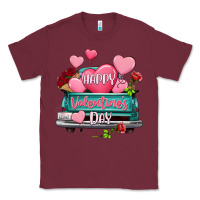 Burgundy Happy Valentine's day turquoise truck Classic Tee - HowdyJamesFarm