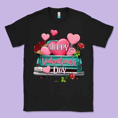 Happy Valentine's Day Turquoise Truck Classic Tee Designed By Howdyjamesfarm