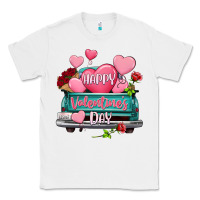 White Happy Valentine's day turquoise truck Classic Tee - HowdyJamesFarm