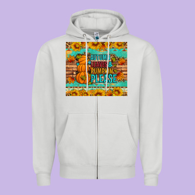 Autumn Leaves And Pumpkin Please Zipper Hoodie Designed By Artiststas