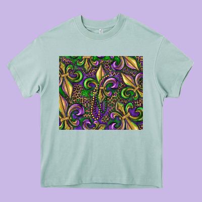 Mardi Gras Fleur De Lis Heavy Core Tee Designed By Ranaportraitstore