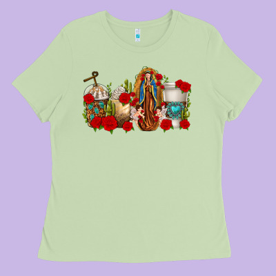 Lady Of Guadalupe Coffee Cups Ladies Tee Designed By Texasbilliewilder
