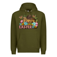 Army Green Happy Easter Premium Hoodie - LillyAllenDesigns