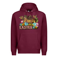 Burgundy Happy Easter Premium Hoodie - LillyAllenDesigns