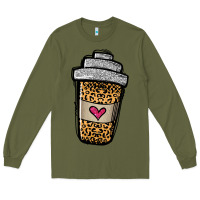 Army Green leopard glitter coffee cup Long Sleeve Tee - Jasminsmagicworld