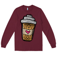 Burgundy leopard glitter coffee cup Long Sleeve Tee - Jasminsmagicworld