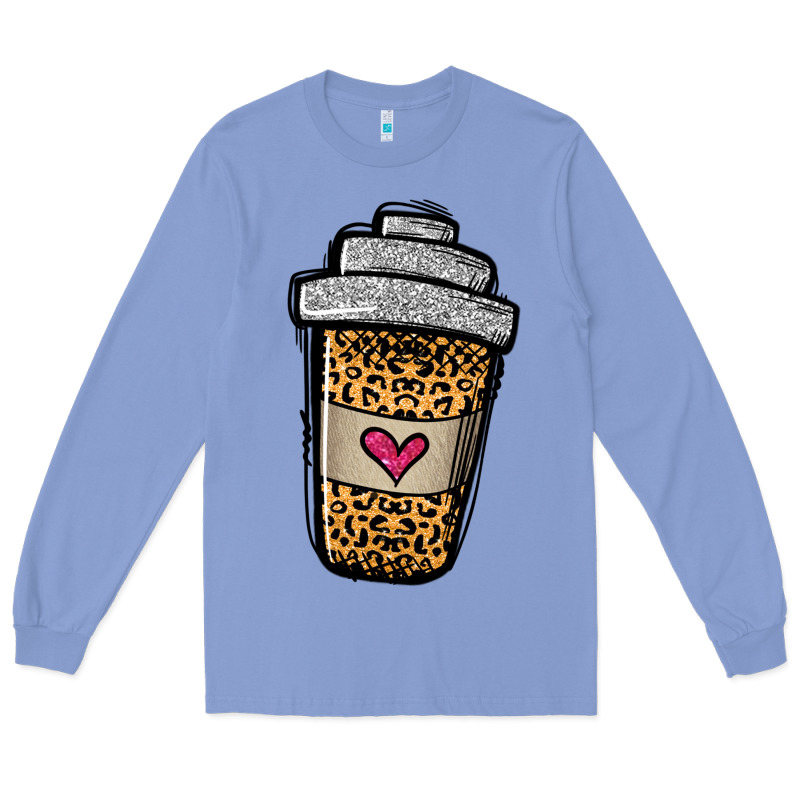 Leopard Glitter Coffee Cup Long Sleeve Tee by Jasminsmagicworld | Teevron