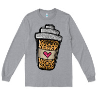 Heather Grey leopard glitter coffee cup Long Sleeve Tee - Jasminsmagicworld