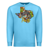 Ocean Blue texas map armadillo Premium Sweatshirt - BarkalooDesign