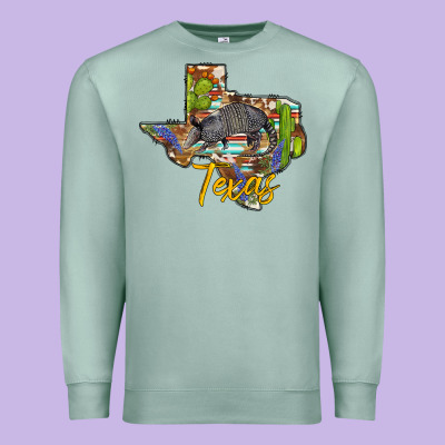 Texas Map Armadillo Premium Sweatshirt Designed By Barkaloodesign