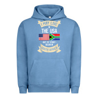Pigment Pebble Blue South Africa American Flag USA South African Roots Gifts Urban Hoodie - trangStudio