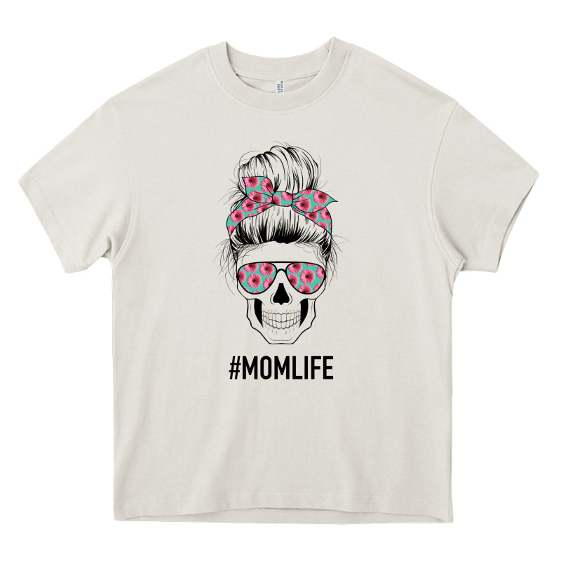Pink Flower On Cyan Background Mom Skull Heavy Core Tee by Bettercallsaul | Teevron