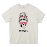 Cream Pink Flower on Cyan Background Mom Skull Heavy Core Tee - Bettercallsaul