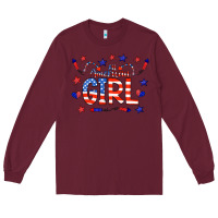 Burgundy all american girl doodle letters Long Sleeve Tee - CowCowDesign