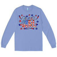 Colony Blue all american girl doodle letters Long Sleeve Tee - CowCowDesign