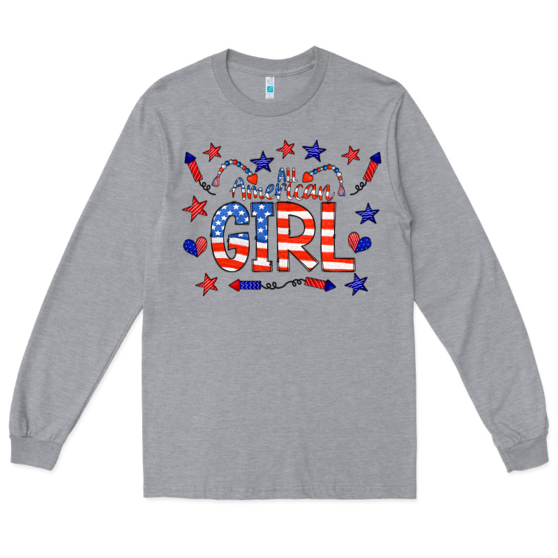 All American Girl Doodle Letters Long Sleeve Tee by CowCowDesign | Teevron