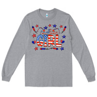 Heather Grey all american girl doodle letters Long Sleeve Tee - CowCowDesign