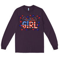 Plum all american girl doodle letters Long Sleeve Tee - CowCowDesign