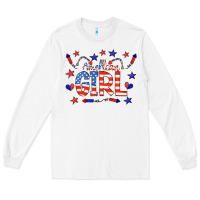 White all american girl doodle letters Long Sleeve Tee - CowCowDesign
