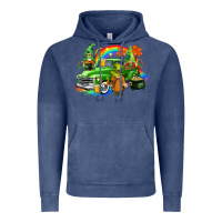 Vintage Denim St. Patrick's Day truck with gnomies Vintage Hoodie - CowGirlArtShop