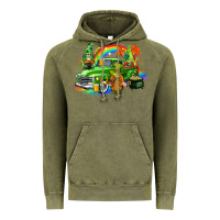 Vintage Olive St. Patrick's Day truck with gnomies Vintage Hoodie - CowGirlArtShop