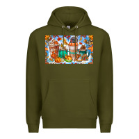 Army Green Thanksgiving Coffee Drink Kids Cup Premium Hoodie - CowhideDigitalArt