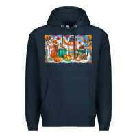 Navy Thanksgiving Coffee Drink Kids Cup Premium Hoodie - CowhideDigitalArt