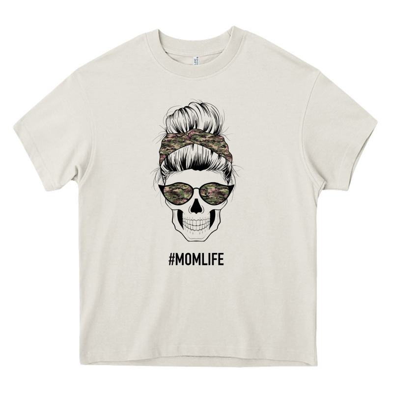 Feminine Camouflage Patterned Mom Skull Heavy Core Tee by Bettercallsaul | Teevron