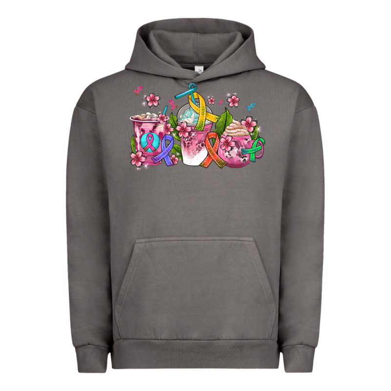 Western Cancer  Coffee Cups With Ribbons Urban Hoodie by AdoDesignShop | Teevron
