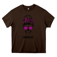Chocolate Brown Purple Glitter, Leopard Patterned Mom Skull Heavy Core Tee - Bettercallsaul
