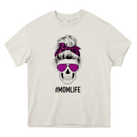 Cream Purple Glitter, Leopard Patterned Mom Skull Heavy Core Tee - Bettercallsaul