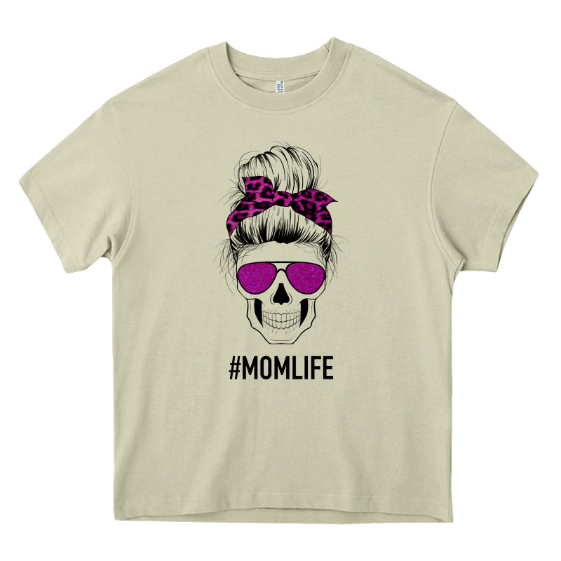 Purple Glitter, Leopard Patterned Mom Skull Heavy Core Tee by Bettercallsaul | Teevron