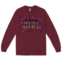 Burgundy All American Girl Long Sleeve Tee - CowCowDesign