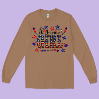 All American Girl Long Sleeve Tee Designed By Cowcowdesign