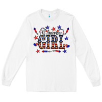 White All American Girl Long Sleeve Tee - CowCowDesign