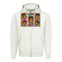 Oatmeal Heather lion Zipper Hoodie - Artiststas