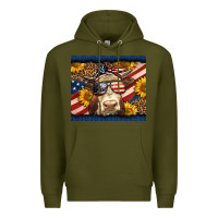 Army Green Western 4th Of July Cow Premium Hoodie - LillyAllenDesigns