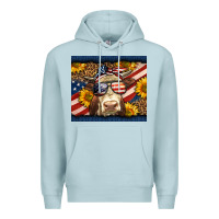 Blue Mist Western 4th Of July Cow Premium Hoodie - LillyAllenDesigns