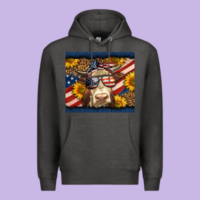 Western 4th Of July Cow Premium Hoodie Designed By Lillyallendesigns