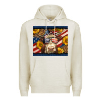 Oatmeal Heather Western 4th Of July Cow Premium Hoodie - LillyAllenDesigns