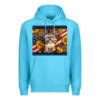 Ocean Blue Western 4th Of July Cow Premium Hoodie - LillyAllenDesigns