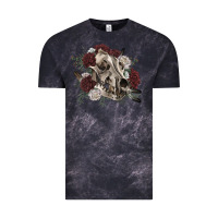 Cloud Black Floral boho wolf skull Vintage Tee - RanaPortraitStore